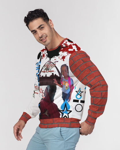 Brick city red awesome print by Marvin Jeans and Trinity D Marvin Men's Classic French Terry Crewneck Pullover