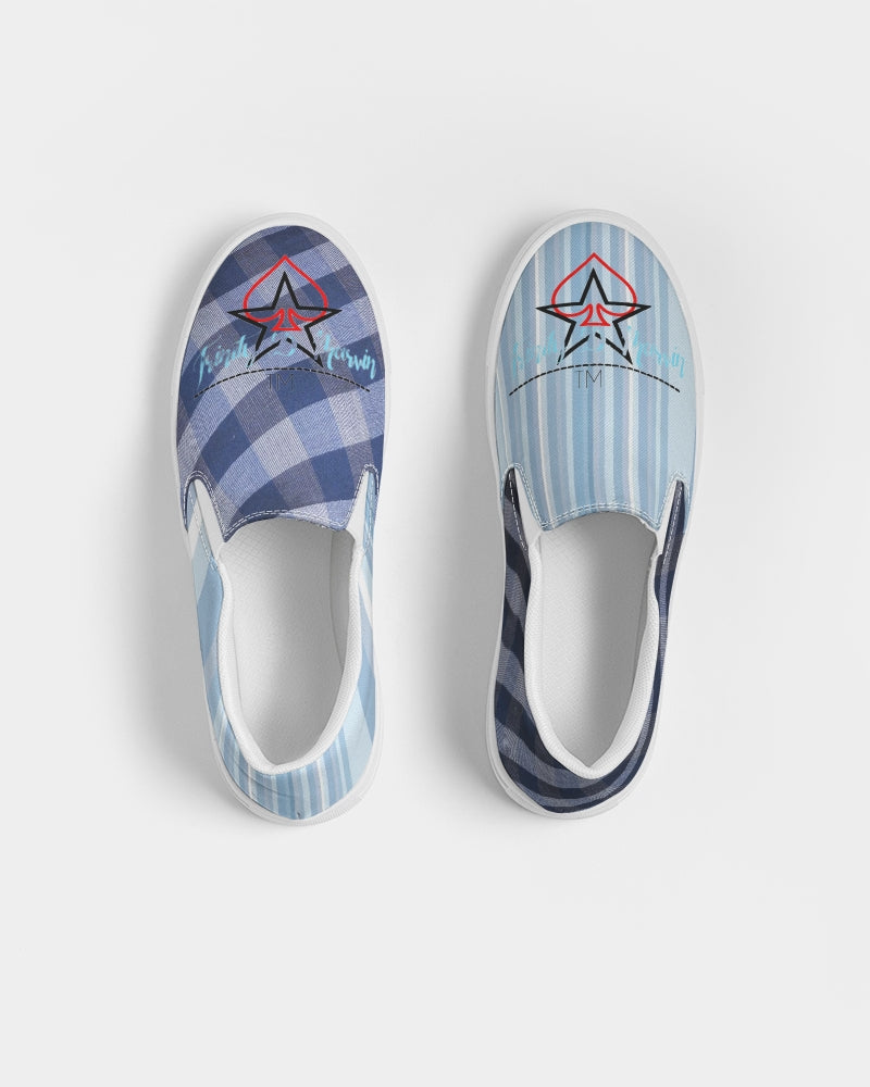 Blue stripes mix BY MARVIN JEANS Men's Slip-On Canvas Shoe