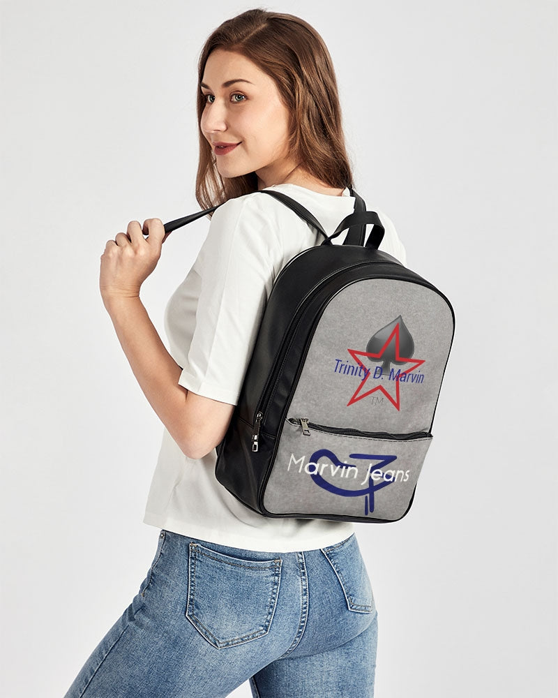 Cool grey Classic Faux Leather Backpack