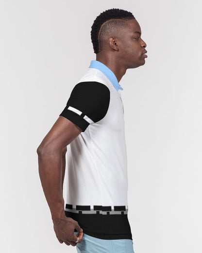 Black baby blue Men's Slim Fit Short Sleeve Polo
