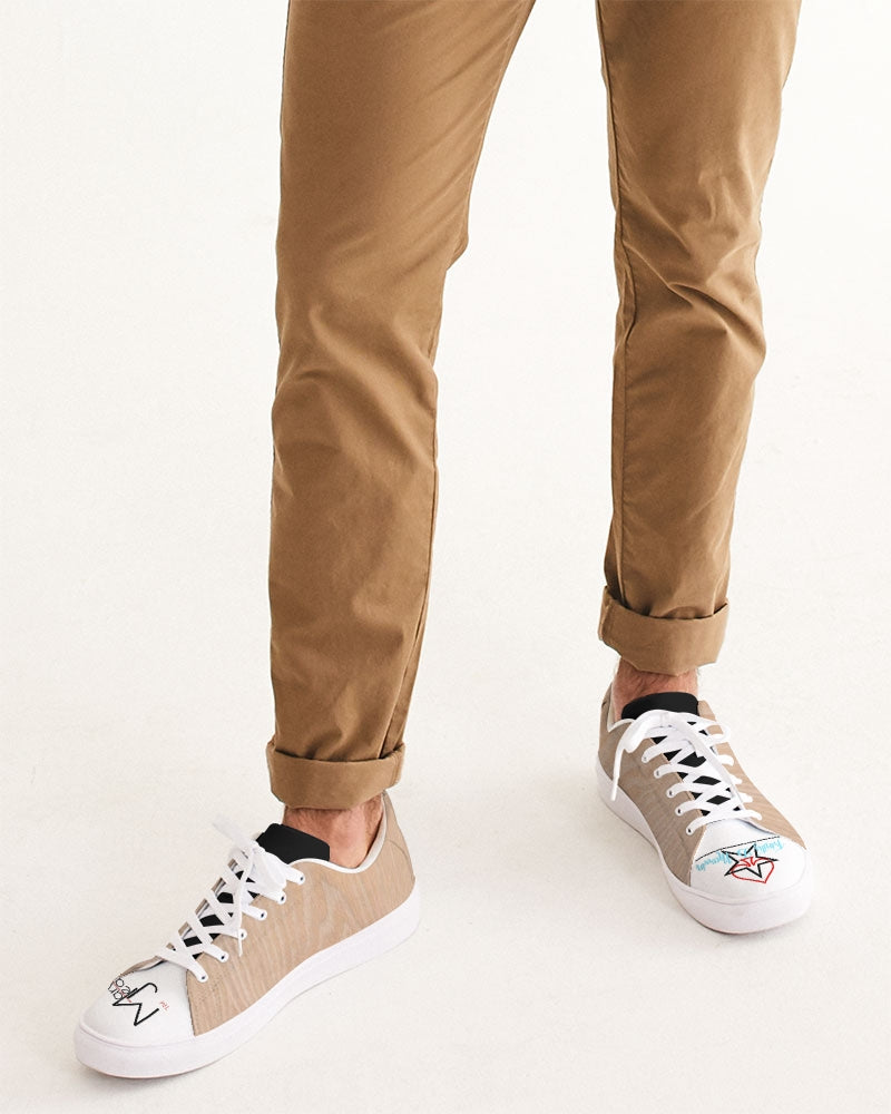 Woodgrain, two logo's Men's Faux-Leather Sneaker