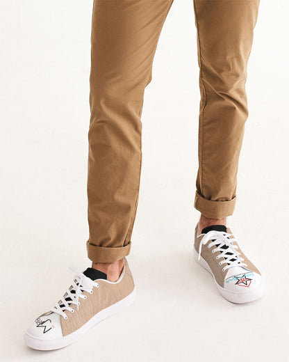 Woodgrain, two logo's Men's Faux-Leather Sneaker