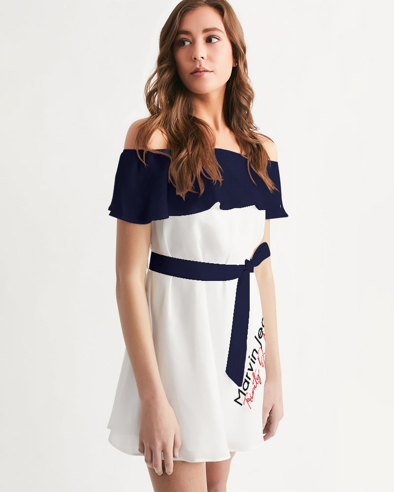 Navy Blue by Marvin Jeans and Trinity D Marvin Women's Off-Shoulder Dress