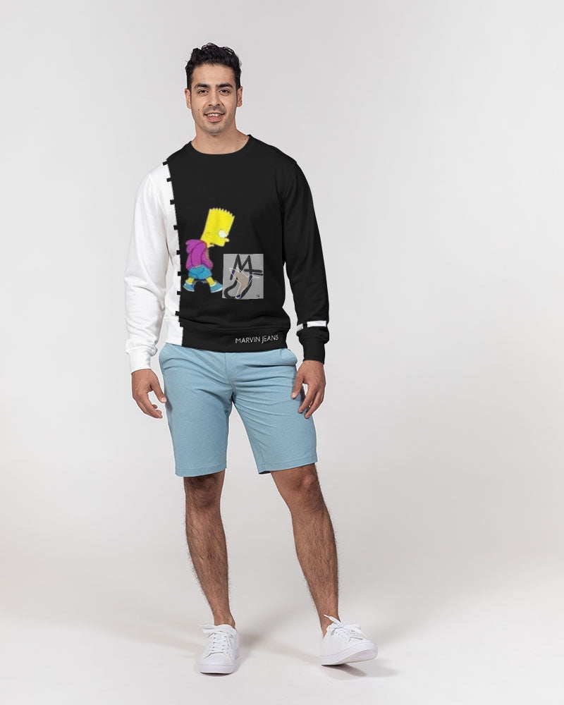 Black and white by Marvin Jeans Men's Classic French Terry Crewneck Pullover