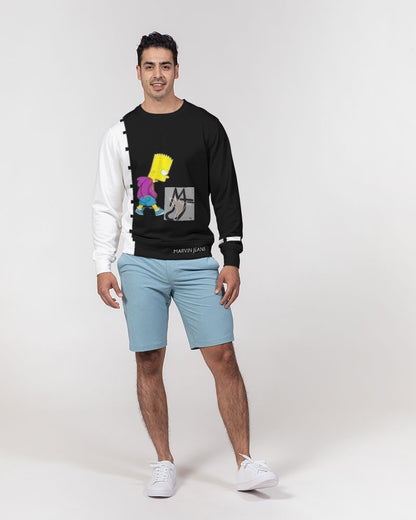 Black and white by Marvin Jeans Men's Classic French Terry Crewneck Pullover