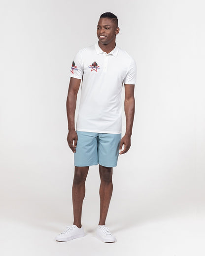 All White New-Legacy by Marvin Jeans and Trinity D Marvin Men's Slim Fit Short Sleeve Polo