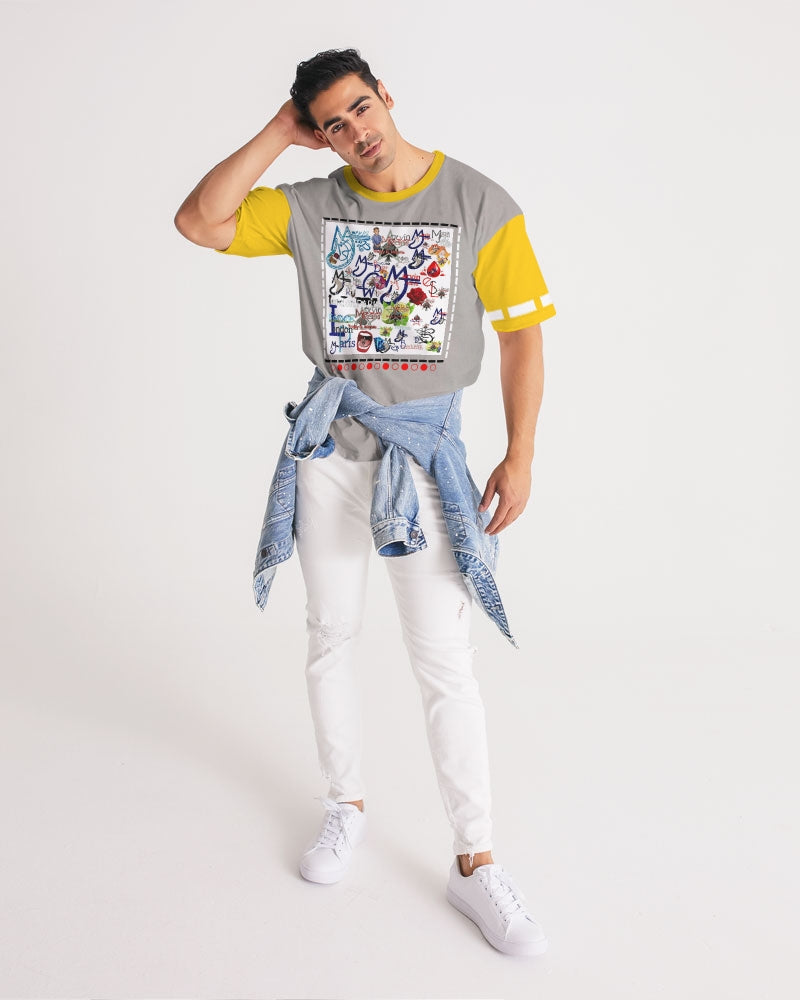 Logo's yellow sleeve by Marvin Jeans and Trinity D Marvin Men's Premium Heavyweight Tee