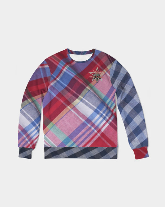 Plaids blue stripes by Marvin Jeans and Trinity D Marvin Men's Classic French Terry Crewneck Pullover