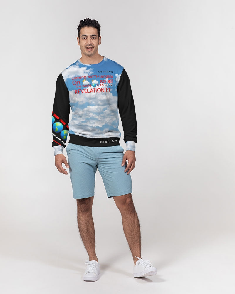 Gospel message (skydive) BY MARVIN JEANS Men's Classic French Terry Crewneck Pullover