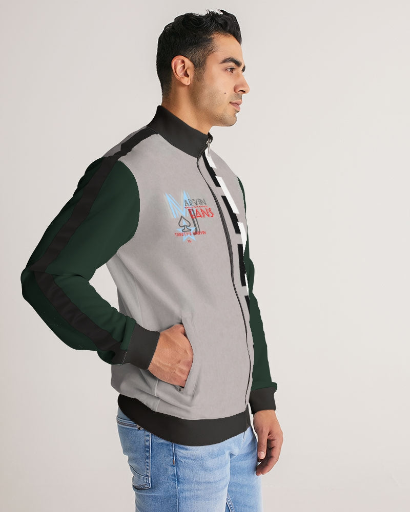 Above greatness light grey Men's Stripe-Sleeve Track Jacket