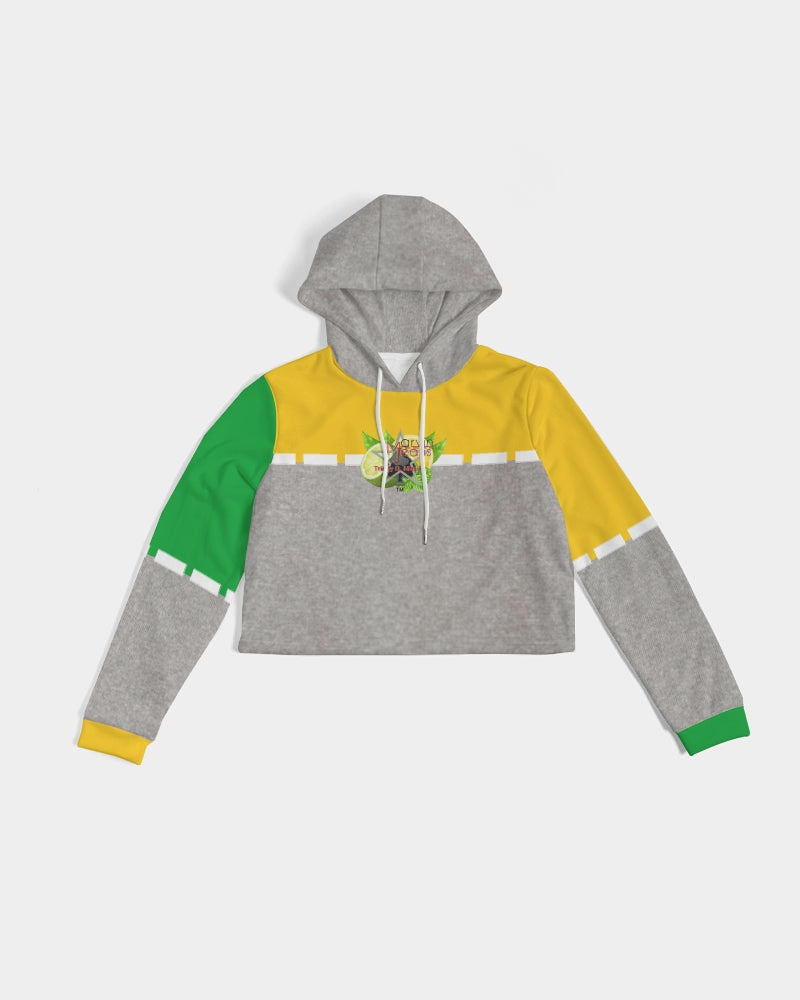 Lemon Lime Green Bay cool grey by Marvin Jeans and Trinity D Marvin Women's Cropped Hoodie