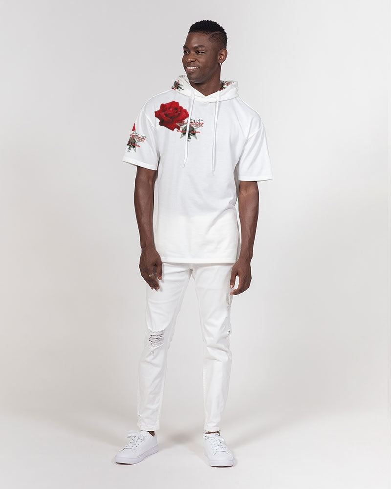 Red rose by Marvin Jeans and Trinity D Marvin Men's Premium Heavyweight Short Sleeve Hoodie