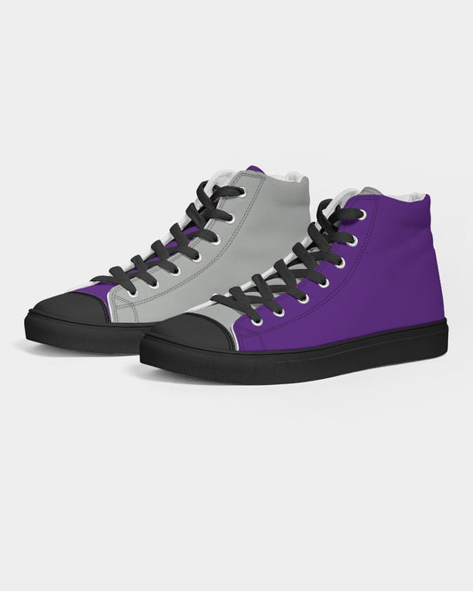 Purple light grey  Men's Hightop Canvas Shoe - Black