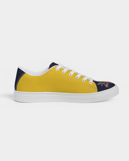 Yellow blue  Men's Faux-Leather Sneaker