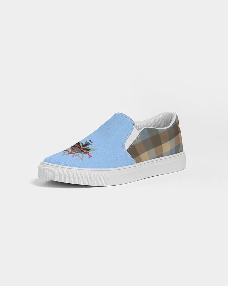 @plaids baby blue Men's Slip-On Canvas Shoe