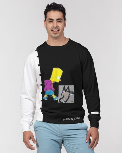 Black and white by Marvin Jeans Men's Classic French Terry Crewneck Pullover
