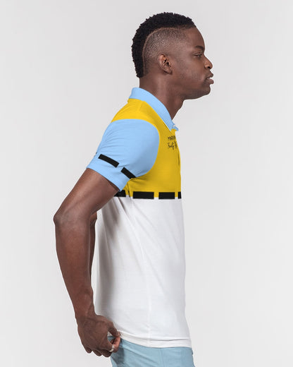 Yellow baby blue BY MARVIN JEANS Men's Slim Fit Short Sleeve Polo