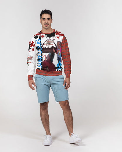 Brick city red awesome print by Marvin Jeans and Trinity D Marvin Men's Classic French Terry Crewneck Pullover
