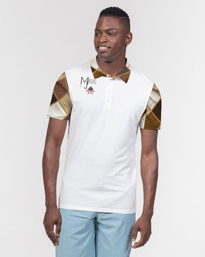 plaids 101 by Trinity D Marvin and Marvin Jeans  Men's All-Over Print Slim Fit Short Sleeve Polo