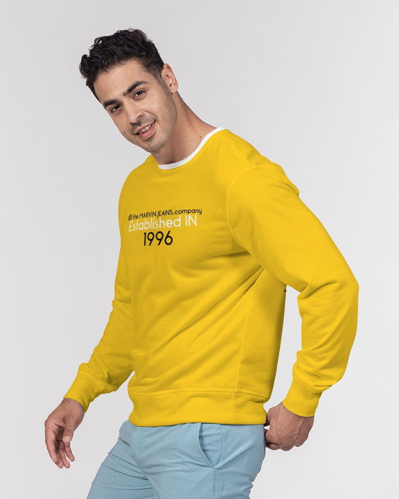 Yellow BY MARVIN JEANS Men's Classic French Terry Crewneck Pullover