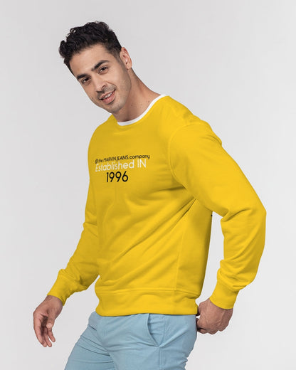 Yellow BY MARVIN JEANS Men's Classic French Terry Crewneck Pullover