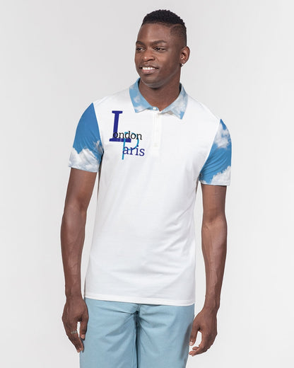 London Paris skydive BY MARVIN JEANS Men's Slim Fit Short Sleeve Polo