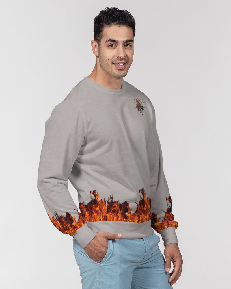 Light grey fire by Marvin Jeans and Trinity D Marvin Men's Classic French Terry Crewneck Pullover
