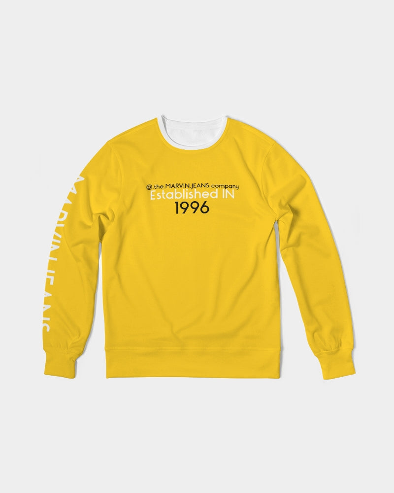 Yellow BY MARVIN JEANS Men's Classic French Terry Crewneck Pullover