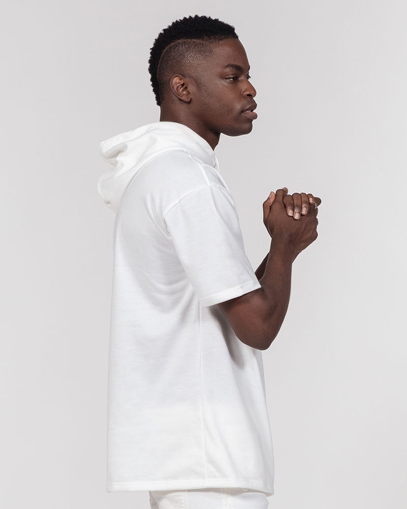 Two logo's all white by Marvin Jeans and Trinity D Marvin Men's Premium Heavyweight Short Sleeve Hoodie