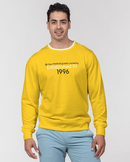 Yellow BY MARVIN JEANS Men's Classic French Terry Crewneck Pullover