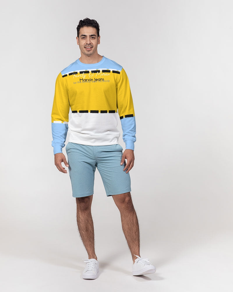 Yellow baby blue BY MARVIN JEANS Men's Classic French Terry Crewneck Pullover