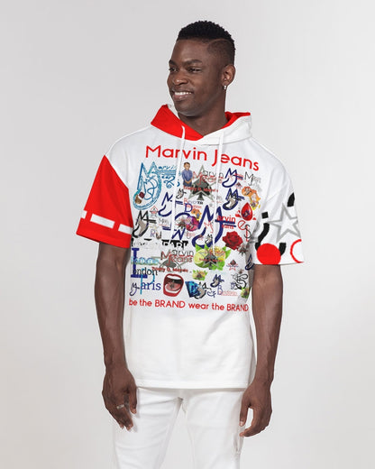 Logo's red by Marvin Jeans and Trinity D Marvin Men's Premium Heavyweight Short Sleeve Hoodie
