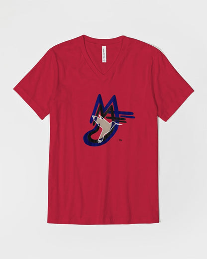 MJ logo by Marvin Jeans and Trinity D Marvin Unisex Jersey V-Neck Tee | Bella + Canvas