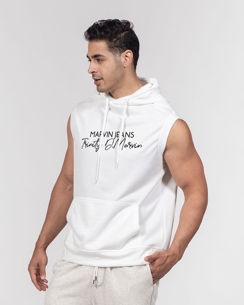 All white BY MARVIN JEANS Men's Premium Heavyweight Sleeveless Hoodie