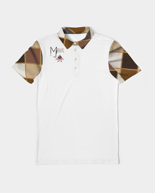plaids 101 by Trinity D Marvin and Marvin Jeans  Men's All-Over Print Slim Fit Short Sleeve Polo