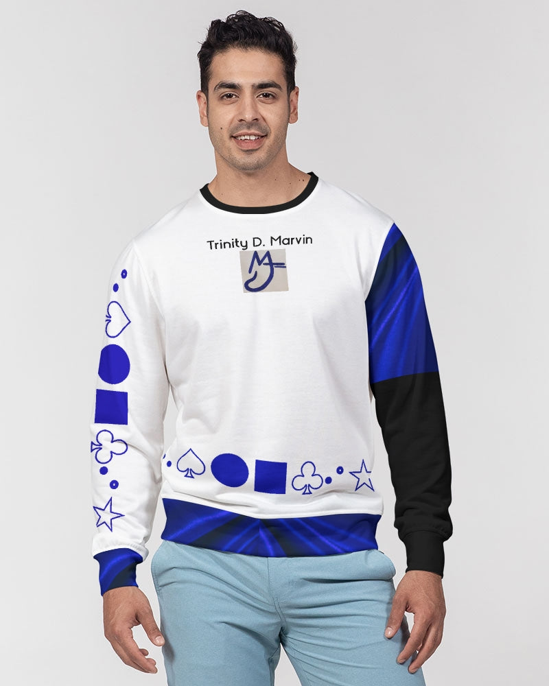 Dark blue BY MARVIN JEANS Men's Classic French Terry Crewneck Pullover