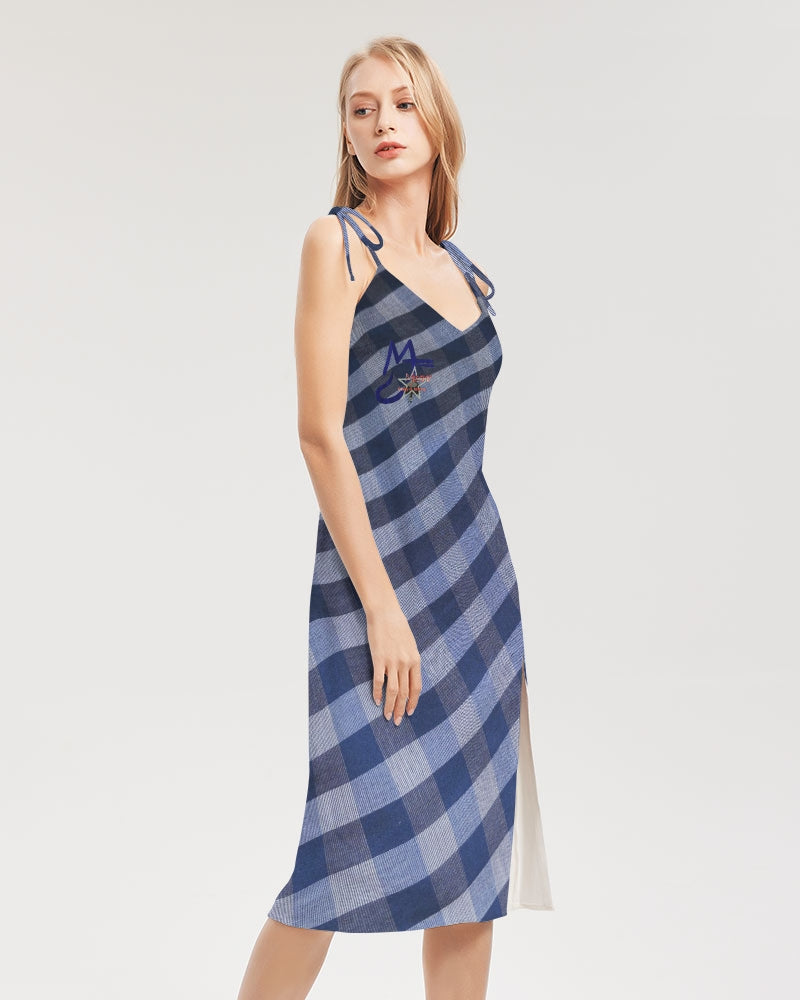 Blue stripes by Marvin Jeans and Trinity D Marvin Women's Tie Strap Split Dress