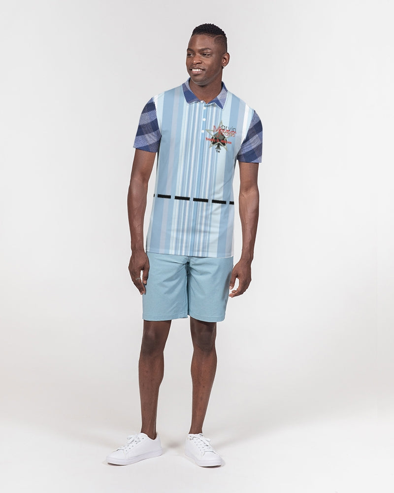 Blue stripes mix Men's Slim Fit Short Sleeve Polo