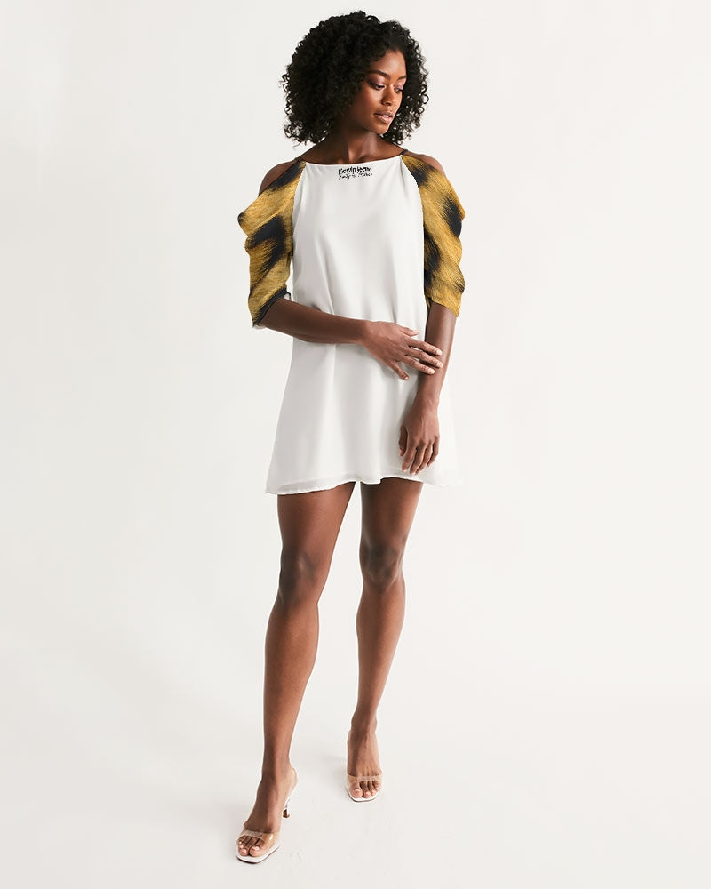 Leopard by Marvin Jeans Women's Open Shoulder A-Line Dress
