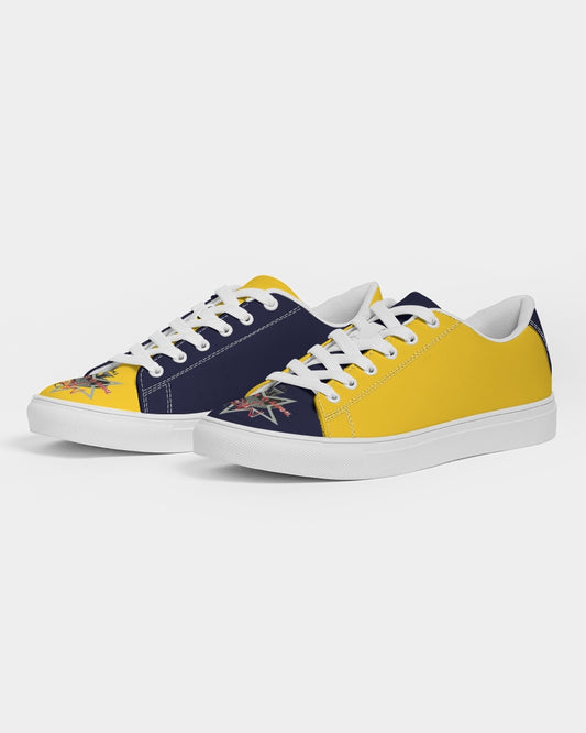 Yellow blue  Men's Faux-Leather Sneaker
