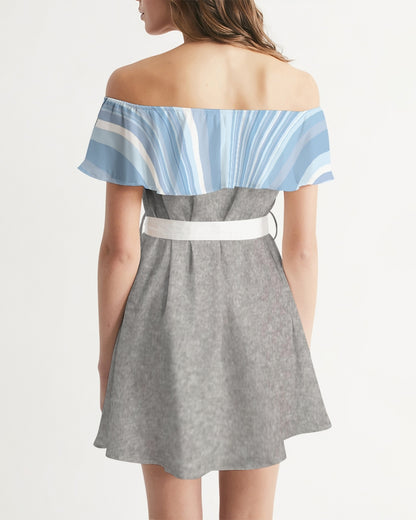 Pin stripes 2.0 cool grey by Marvin Jeans and Trinity D Marvin Women's Off-Shoulder Dress