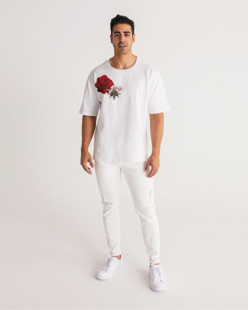 Red rose all white by Marvin Jeans and Trinity D Marvin Men's Premium Heavyweight Tee