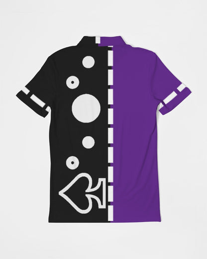 Purple Half black BY MARVIN JEANS Men's Slim Fit Short Sleeve Polo
