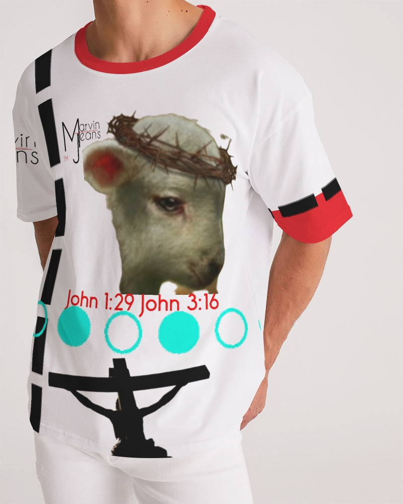 Gospel message the lamb of God by Marvin Jeans and Trinity D Marvin Men's Premium Heavyweight Tee
