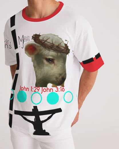 Gospel message the lamb of God by Marvin Jeans and Trinity D Marvin Men's Premium Heavyweight Tee