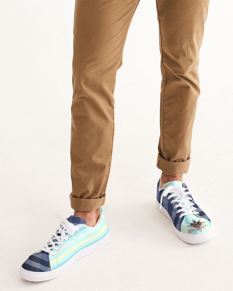 Blue stripes pin stripes by Marvin Jeans and Trinity D Marvin Men's Faux-Leather Sneaker
