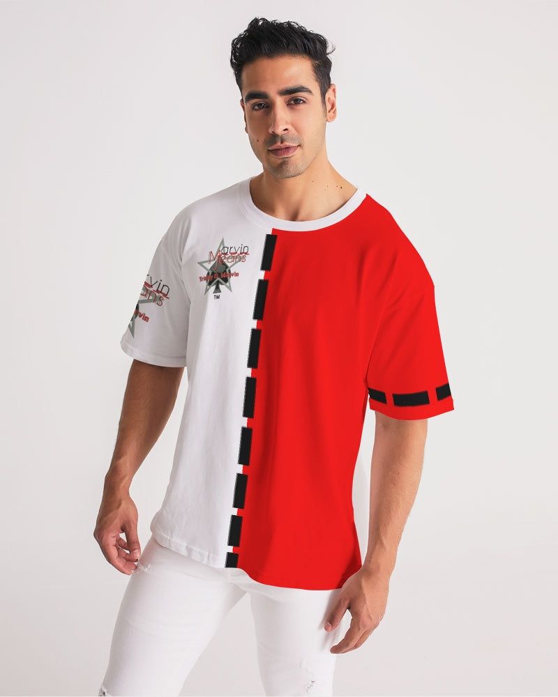 Red half white BY MARVIN JEANS Men's Premium Heavyweight Tee