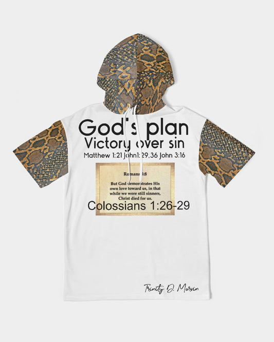 Calf print Gospel message Romans 5:8 Men's Premium Heavyweight Short Sleeve Hoodie