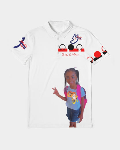 All White T.D.M by Marvin Jeans and Trinity D Marvin Men's Slim Fit Short Sleeve Polo