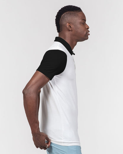 Black and white BY MARVIN JEANS Men's Slim Fit Short Sleeve Polo